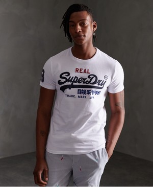 Superdry Vintage Logo Tri Férfi Pólók Fehér | ZXUKH8204